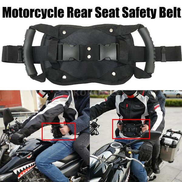 Cinto de segurança universal para motocicleta, tira de segurança para motocross, banco traseiro do passageiro, cabo para apoio de braço, antiderrapante, faixa em tecido oxford