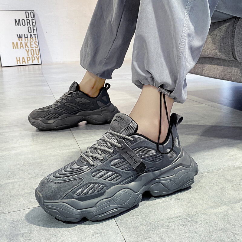 Модные спортивные туфли в Корейском стиле, увеличивающие рост удобные дышащие мужские кроссовки, повседневные беговые уличные кроссовки