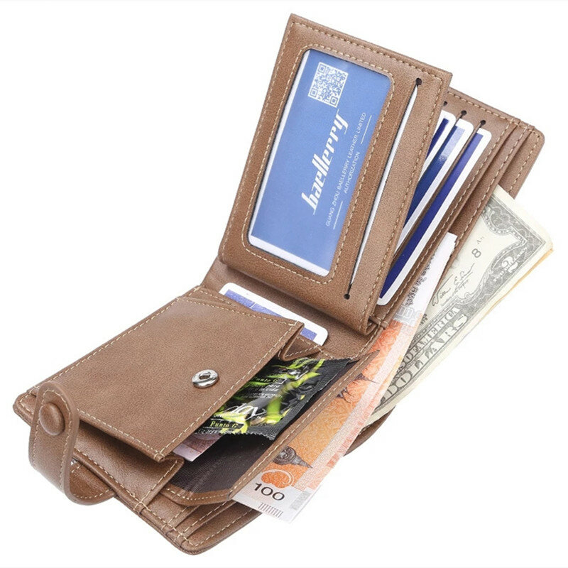 New Wallet Leather Wallet Men's Short Wallet Hot Sale Retro Multi-card Short Wallet Multifunctional PU Waterproof Wallet
