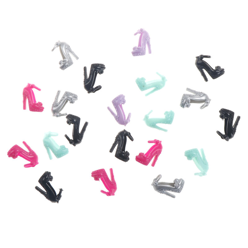 Random 10 Pairs Fashion Colorful Sandals Copy Crystal High Heels Shoes For Doll Girls Gift Accessories Clothes Dress Prop