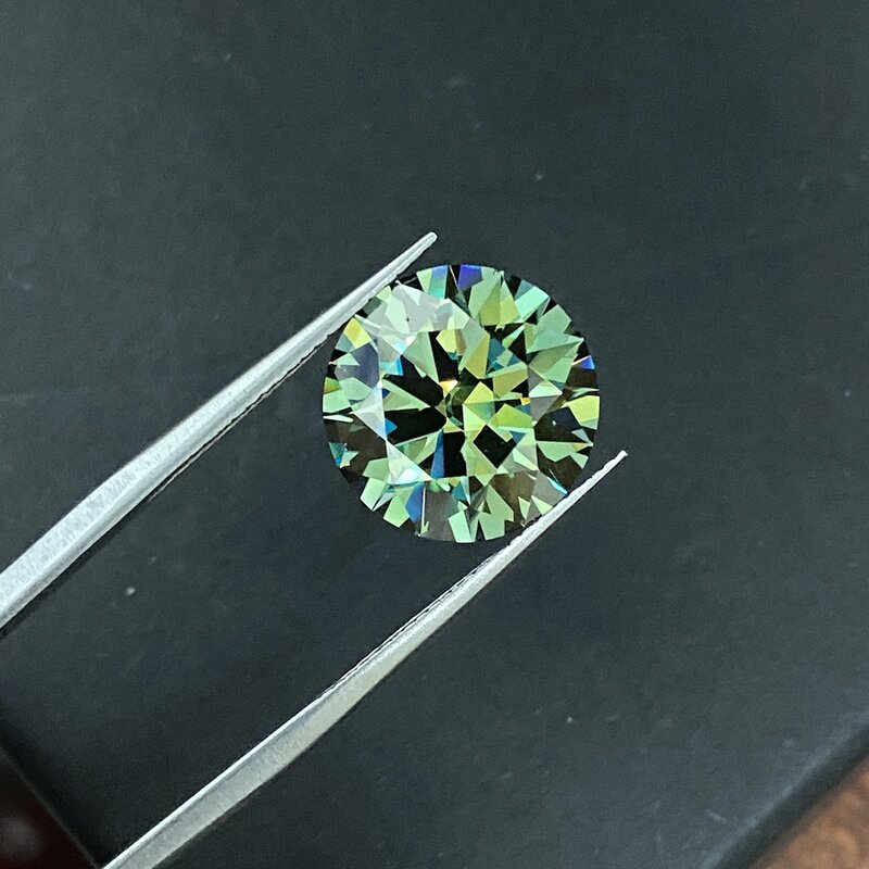 Meisidian najnowszy kolor VVS1 4 Karat 10mm żywe ciemny zielony Moissanite diament cena za Karat pierścionek zaręczynowy