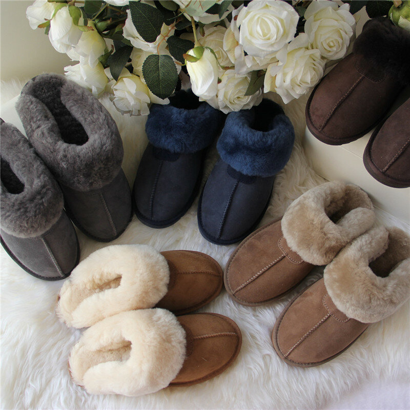 Pantofole in pelliccia di montone naturale al 2023 di alta qualità pantofole invernali femminili pantofole da interno calde da donna pantofole da casa da donna in morbida lana
