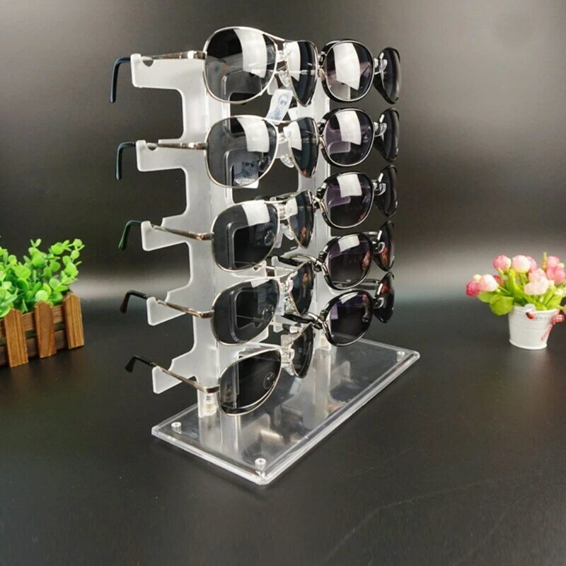 HOT 1 Set Two-row Glasses Holder Display Double-row 10-pair Glasses Display Stand for Personal Use on a Dresser Commercial