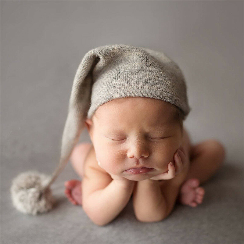 Touca para fotografia de bebês, adereços, bola de malha com pele para recém-nascidos, para estúdio fotográfico