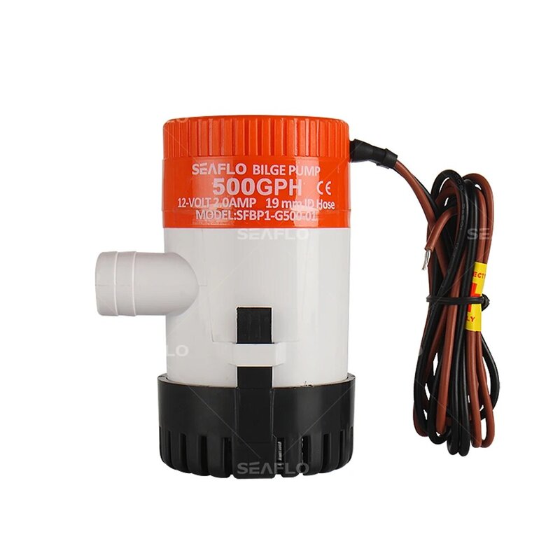 High Efficiency and Low Current Bilge Pump 12/24V DC 500GPH Water Pump Used In Boat Seaplane Motor Homes Houseboat