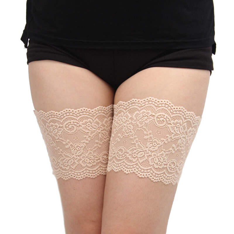 Sexy Black Lace Thigh Bands Anti Friction Leg Warmers Summer Silicone Non Slip Anti Chafing Leg Protection Thigh Bands 2pcs/lot