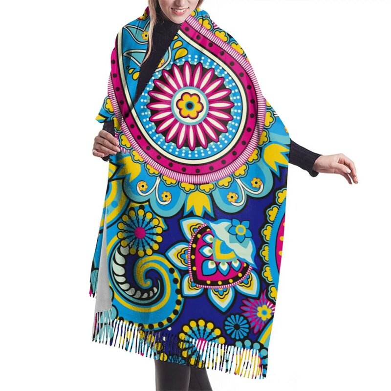 Bandana design 196*68cm ao ar livre inverno cachecol feminino quente envoltório foulard moda xales pashmina borlas hijab apoiar seu design