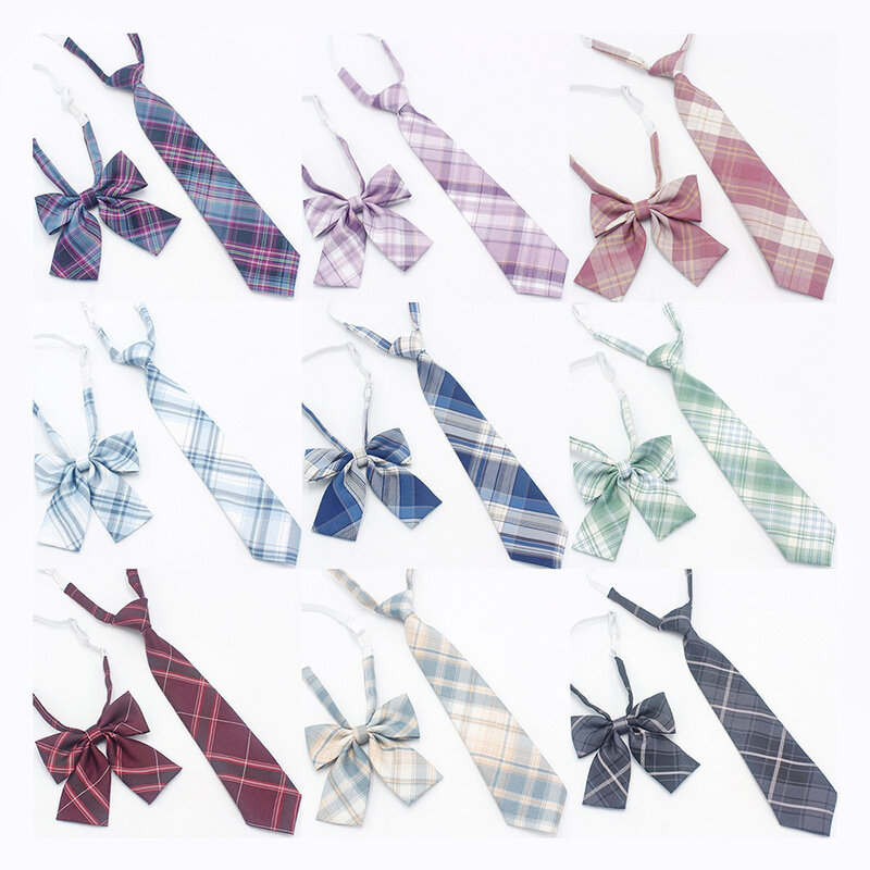 Moda JK krawaty dla Jk jednolity kobiety mężczyźni Casual krawat w kratkę styl japoński śliczne akcesoria szkolne na szyję