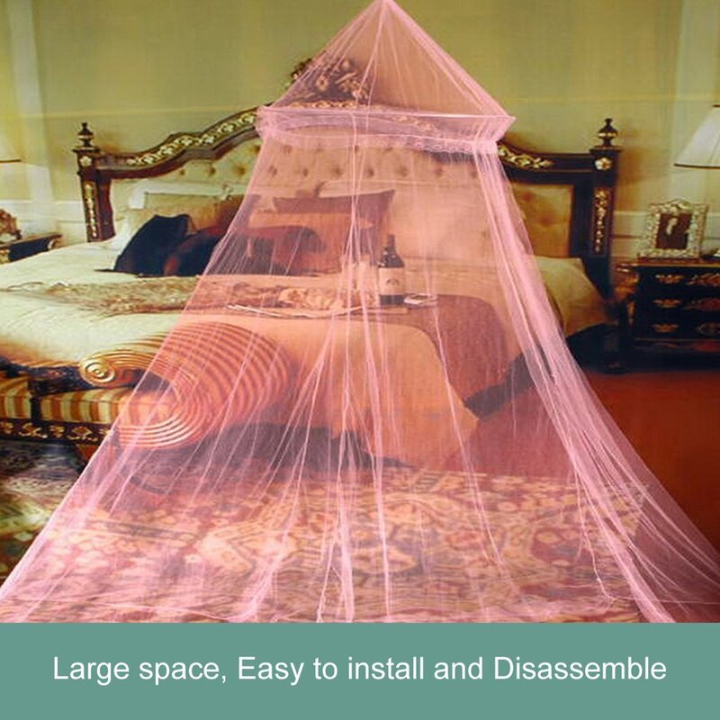 Rideau moustiquaire en dentelle pour lit rond, rideau en maille de Polyester, Textile de maison élégant suspendu en dôme, été