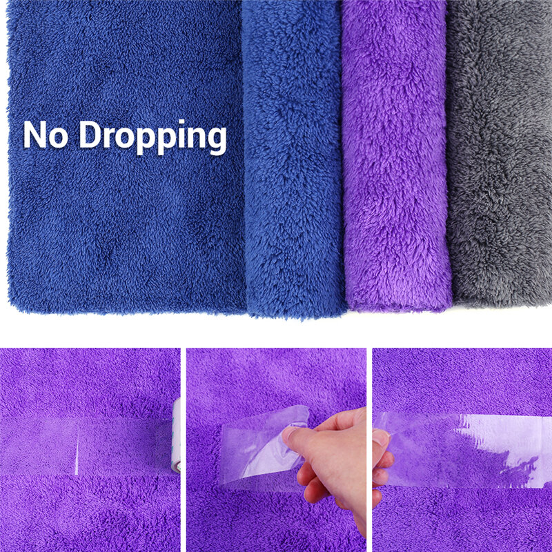 Toalha de microfibra para lavagem de carro Pano de limpeza Super absorvente Car Care Cloth, Soft Edgeless Drying Towels, 350GSM