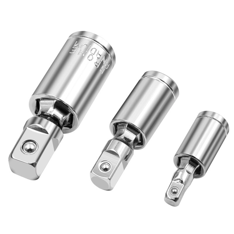 1/4" 3/8" 1/2" Universal Joint Set Ratchet Angle Extension Bar Socket Adapter Manual and Pneumatic Bendable Adapter Socket Tools