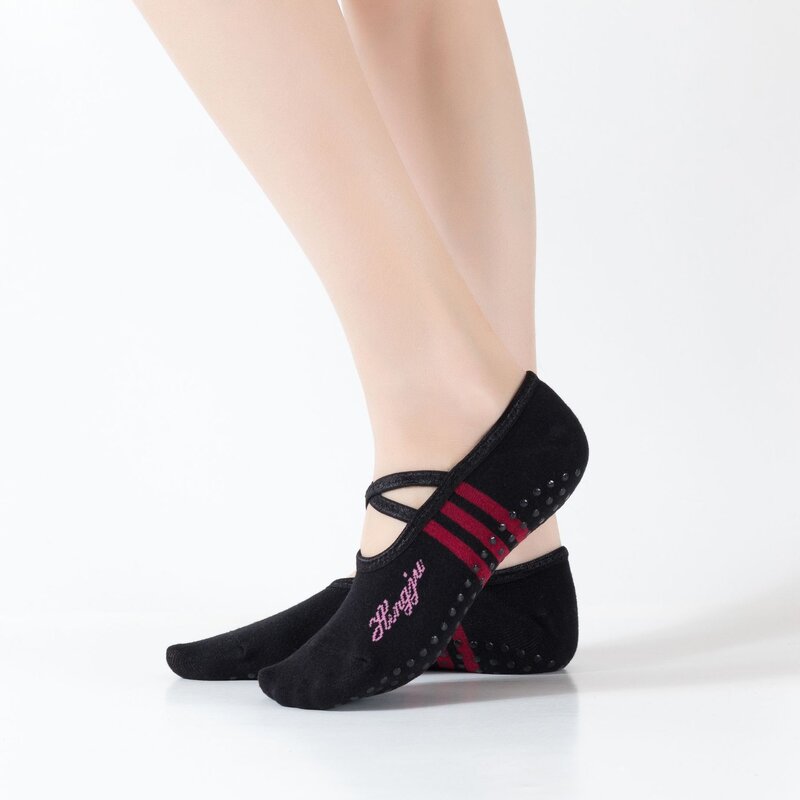 Женские нескользящие носки для йоги, спортивные носки с ремешками для балета, спортивные бандажные танцевальные носки
