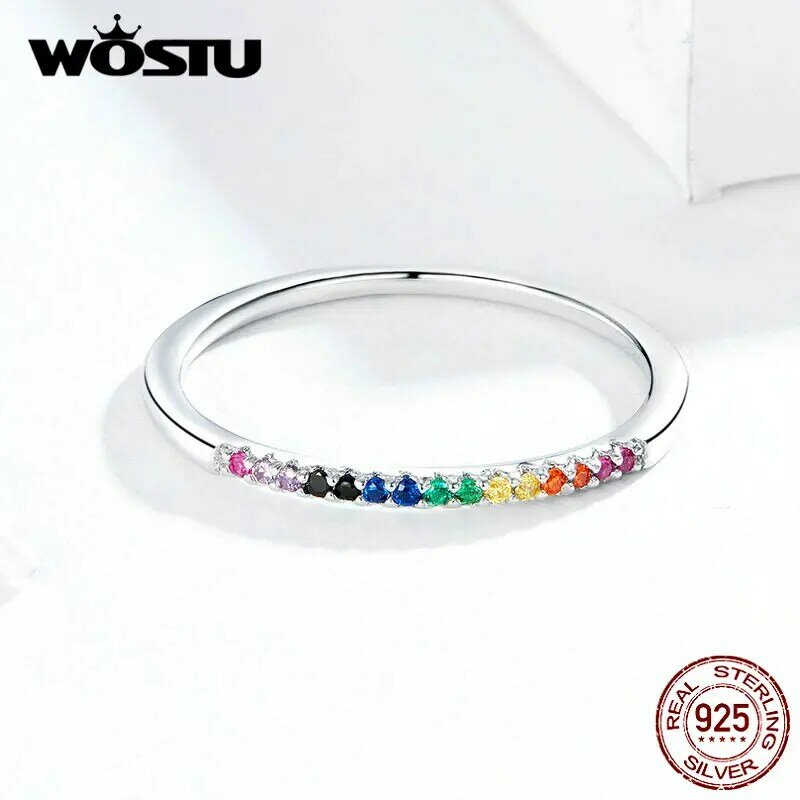 WOSTU 925 Sterling Silver Crown Rings For Women Girls European Original Wedding Silver finger Ring Jewelry Gift