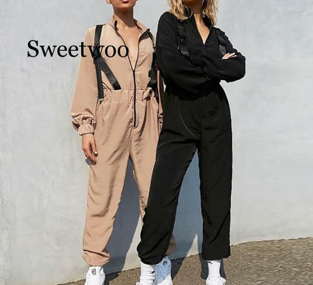 2020 High Fashion Herbst Strampler Frauen Overall Sexy Vintage Casual Khaki Langarm Overall-spielanzug Overalls