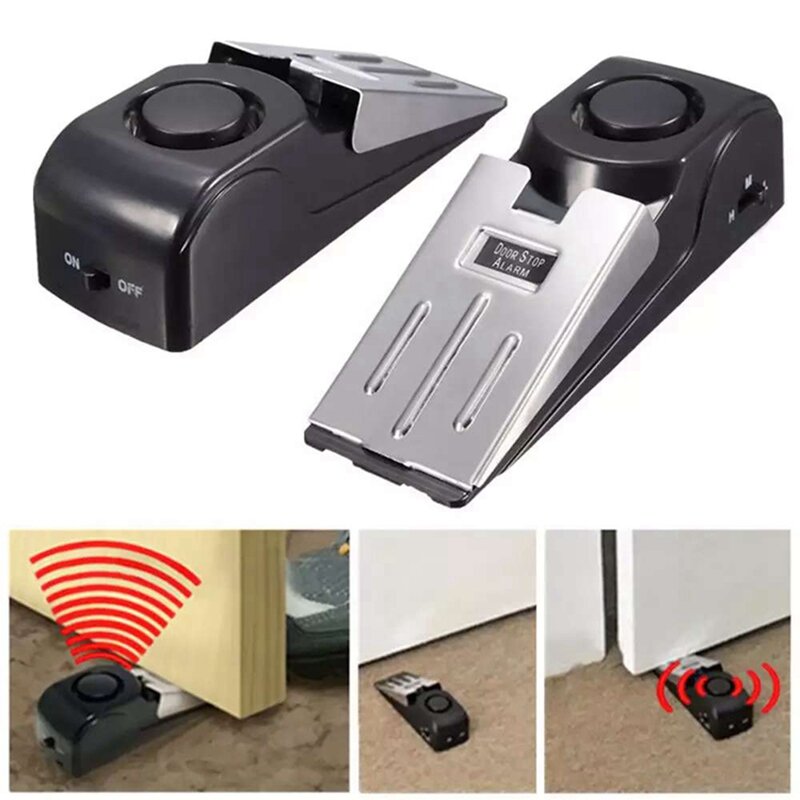 Rolha de alarme anti-roubo sem fio para casa, Door Stop Alarm Lock, Sensor de vibração, Hotel Security System, 125dB