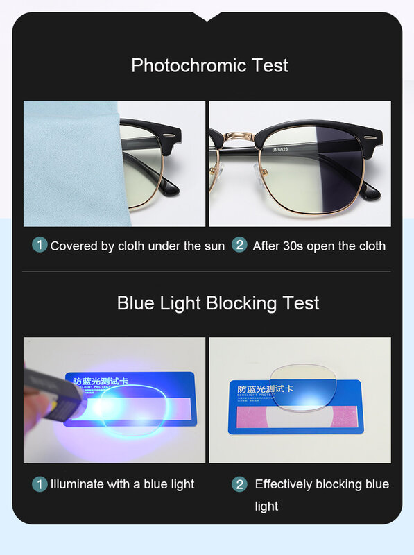IENJOY Photochromic Sunglasses Blue Light Blocking Glasses for Women Men UV400 Computer Eyeglasses Semi Rimless Glasses