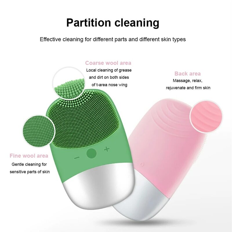 Mini Sonic Facial Cleansing Brush Electric Massage Brush Deep Pore Cleaning Waterproof Silicone Face Cleanser Tools Skin Care