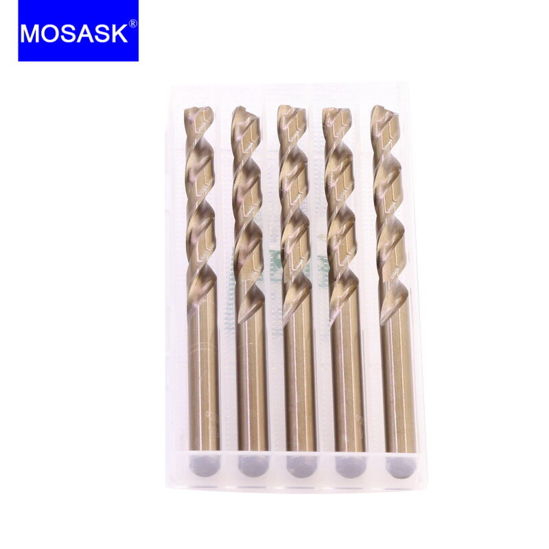 MOSASK-HSS M35 고속 스틸 1.0 - 13.0 MM 코발트 코팅 스트레이트 생크 표준 길이 드릴 비트 세트, CNC 드릴링 커터