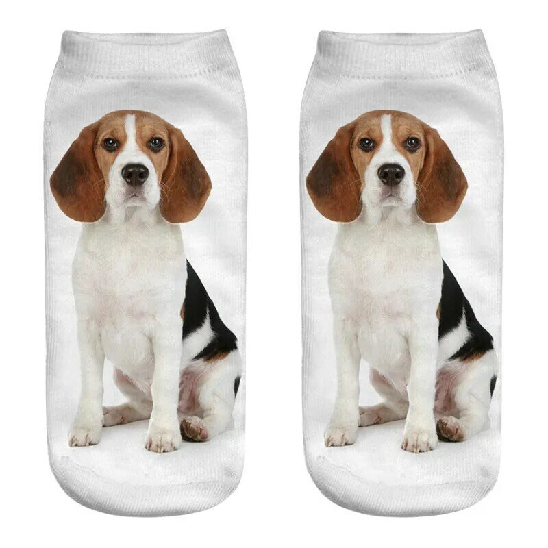 Calcetines tobilleros con estampado 3D Harajuku para mujer, calcetín Kawaii de corte bajo, medias cortas con diseño de perro, medias divertidas de arte, novedad de 2021