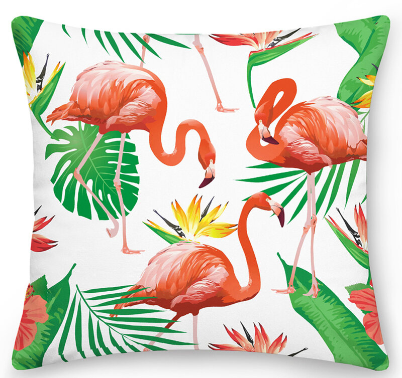 Flamingo Pillowcase Decorative Sofa Cushion Case Bed Pillow Cover Home Decor Car Cushion Cover Floral Throw Pillow Case 45*45cm
