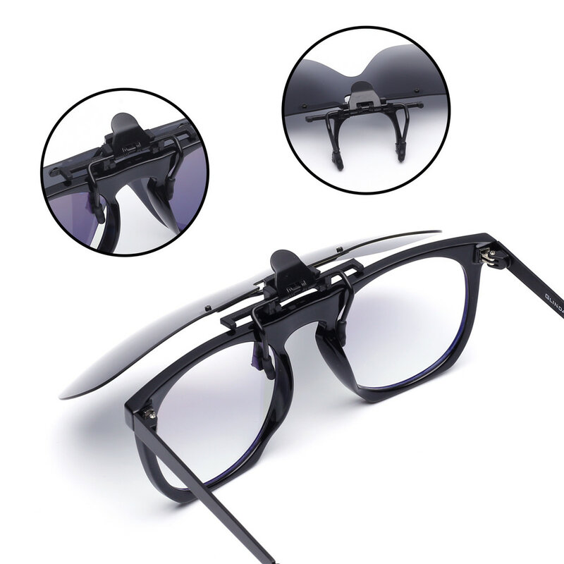 Polarized Clip On Sunglasses Fashion Round Women Men Filp up Sunglasses UV400