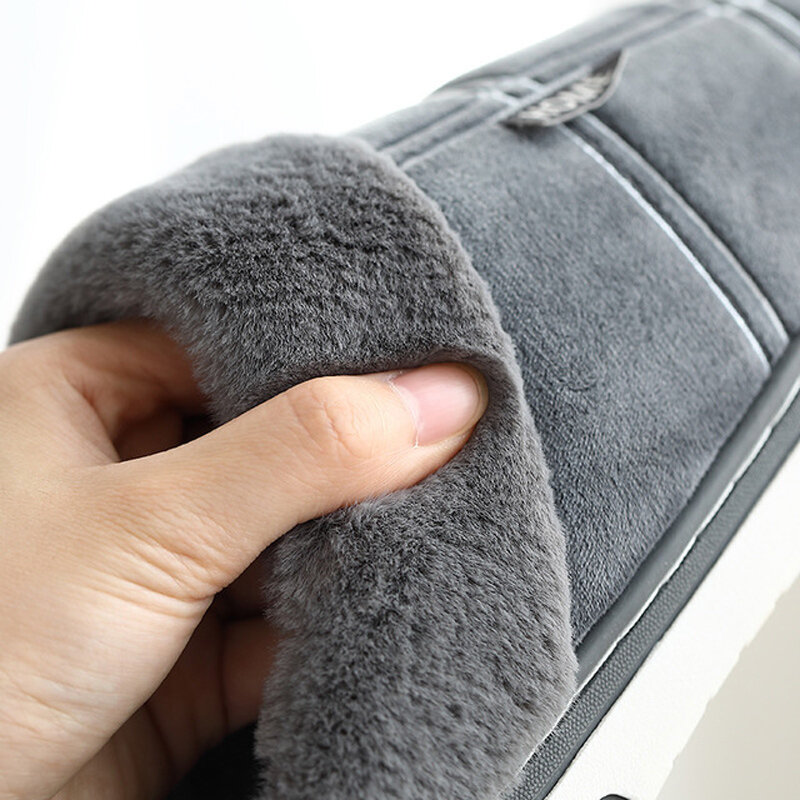 Zapatillas de casa de invierno para hombre, pantuflas cómodas de algodón suave, de interior a rayas, de felpa, cálidas, de talla grande