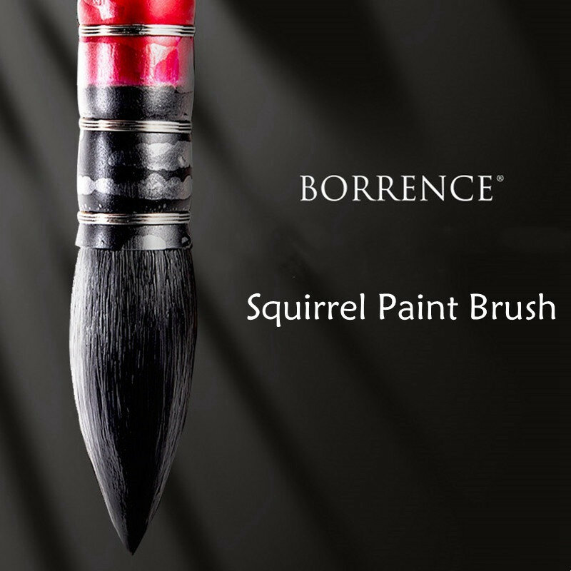 Borrence Squirrel Hair Watercolor Paint Brush Professional Pointed Wash Mop Painting Brushes Set for Painting Art Supplies