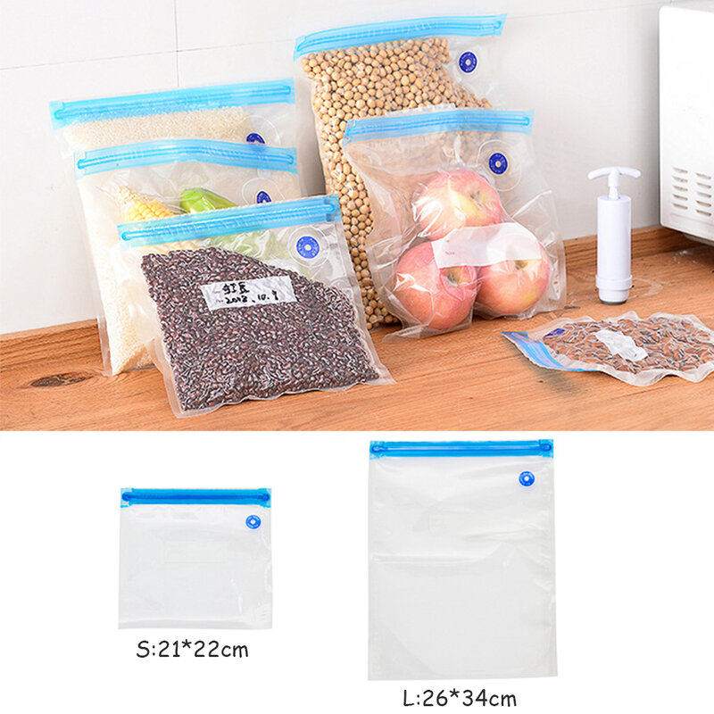10 pçs saco de vácuo aferidor do alimento sacos de armazenamento de roupas do agregado familiar vácuo selagem embalagem cozinha bombeamento sacos empacotador de alimentos a vácuo