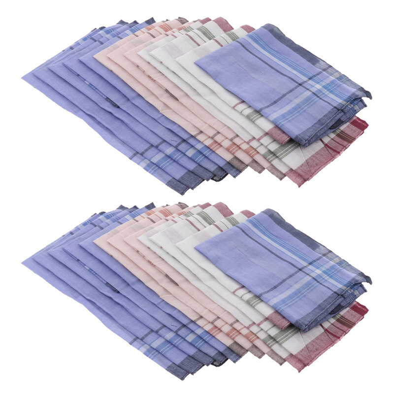 Pañuelos suaves a cuadros para hombre y mujer, pañuelo cuadrado, 24 unidades