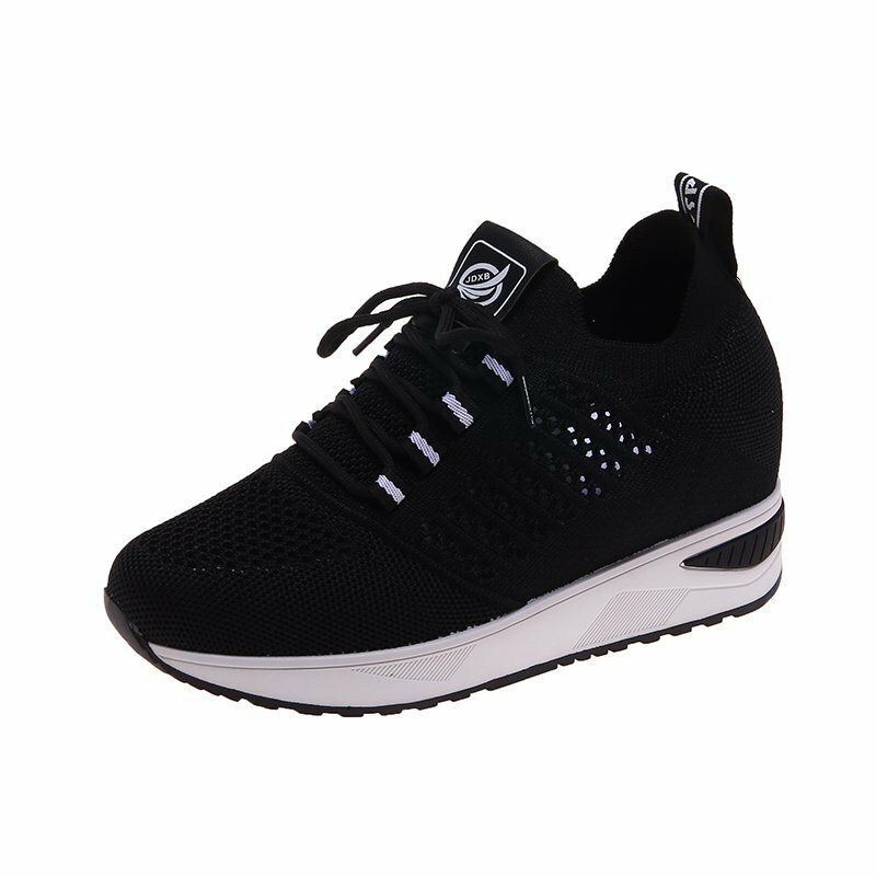New Women Sock Shoes Platform Sneakers Breathable Mesh Height-increasing Lace up Chunky Shoes Female Casual Flats Walking Shoes9