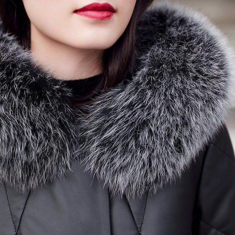 Женская куртка из искусственной кожи на осень и зиму, Женское пальто из искусственного меха, длинное кожаное пальто с меховым воротником, женская верхняя одежда 5XL Y767