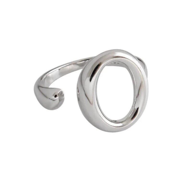 Qmcoco prata cor simples duplo deck oco para fora anéis punk aberto ajustável artesanal anel para a mulher na moda jóias