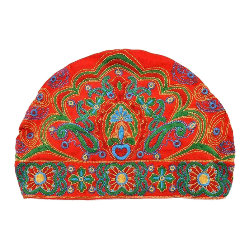 Chinese Ethnic Style Embroidered Flowers Hat Women Bandanas Head Wrap Cap Cotton Linen Headwear