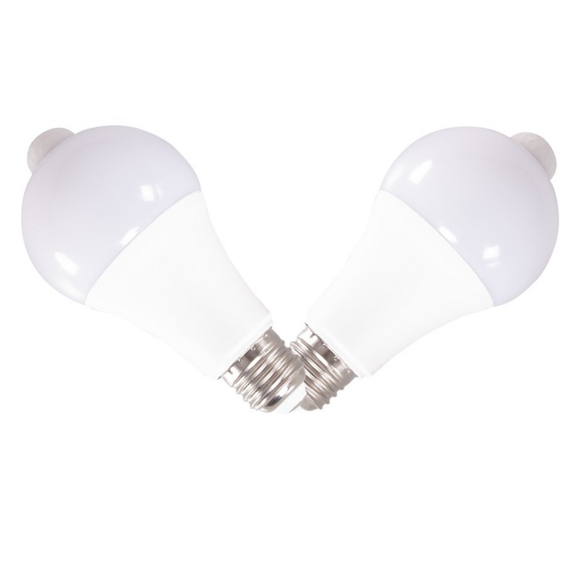 Lámpara de 9 piezas con Sensor de movimiento PIR, Bombilla inteligente E27, 9W, 12W, 15W, para el hogar, porche, patio, garaje