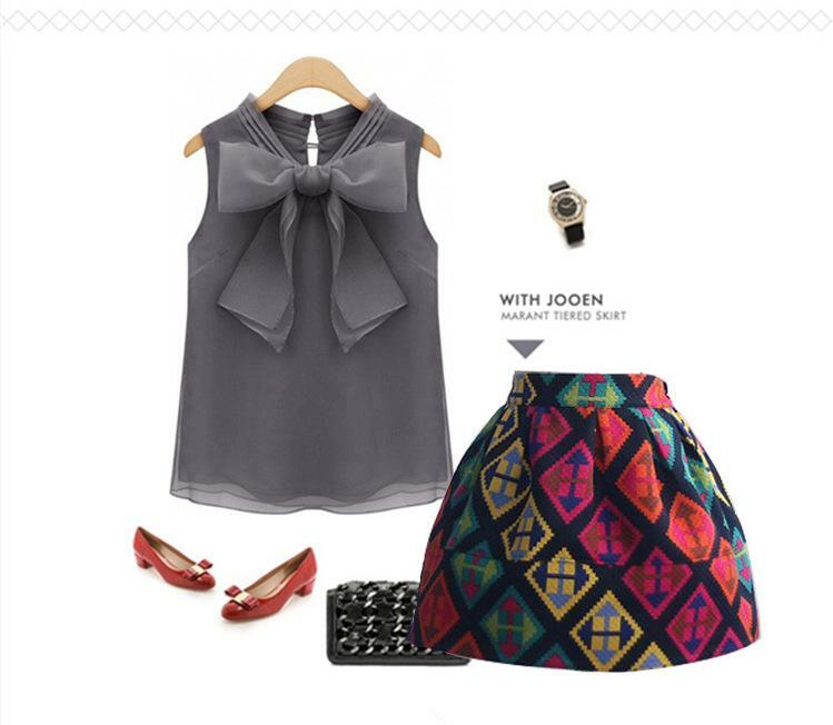 Женская шифоновая рубашка из органзы, шифоновая блузка без рукавов с бантом на весну и лето