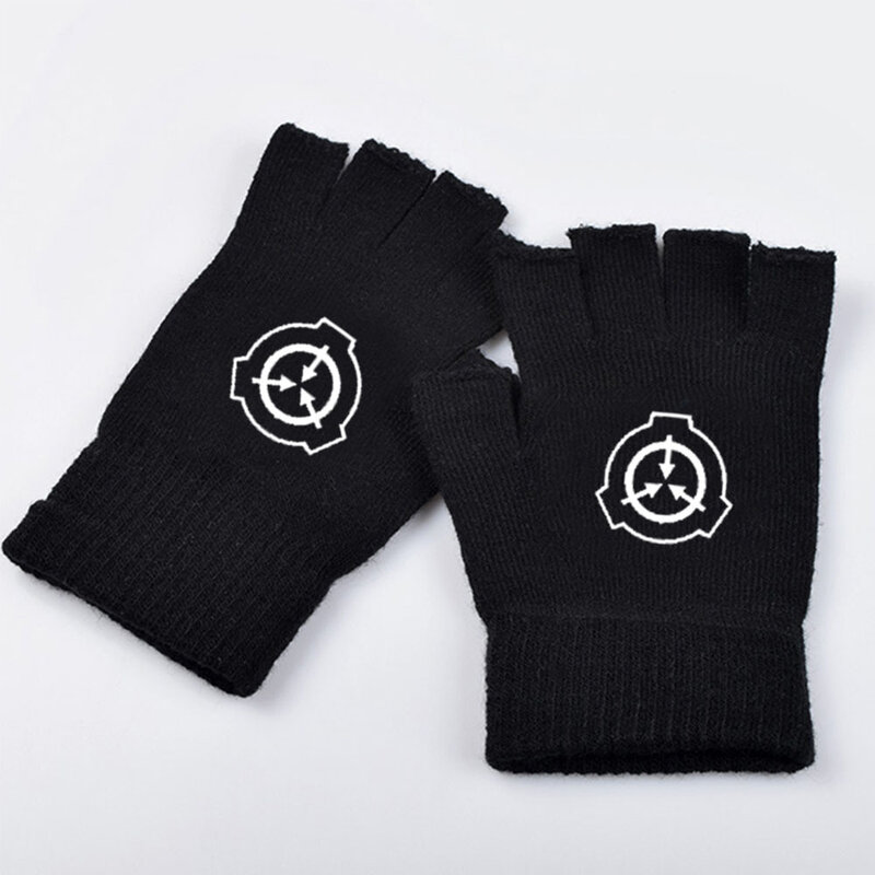 Scp Speciale Containment Procedures Foundation Logo Cosplay Handschoenen Warmte Rijden Half-Vinger Breien Handschoenen