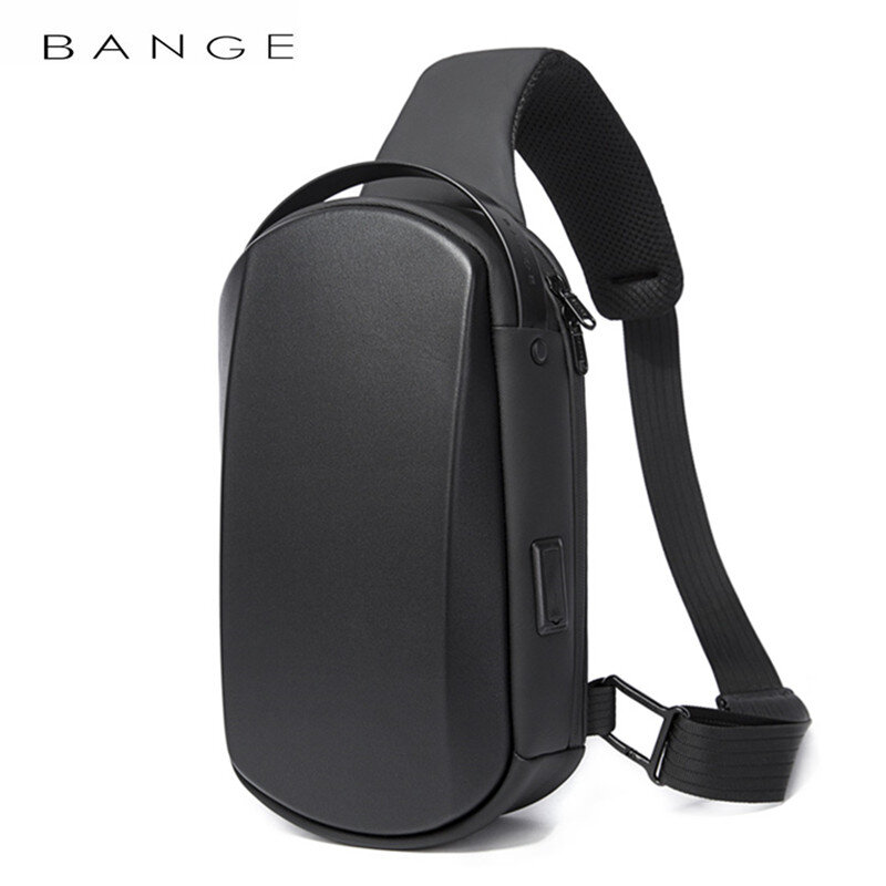 BANGE New Multifunction USB Crossbody Bag Shoulder Bag Man TPU Waterproof Travel Sling Messenger Pack Chest Bag for Male