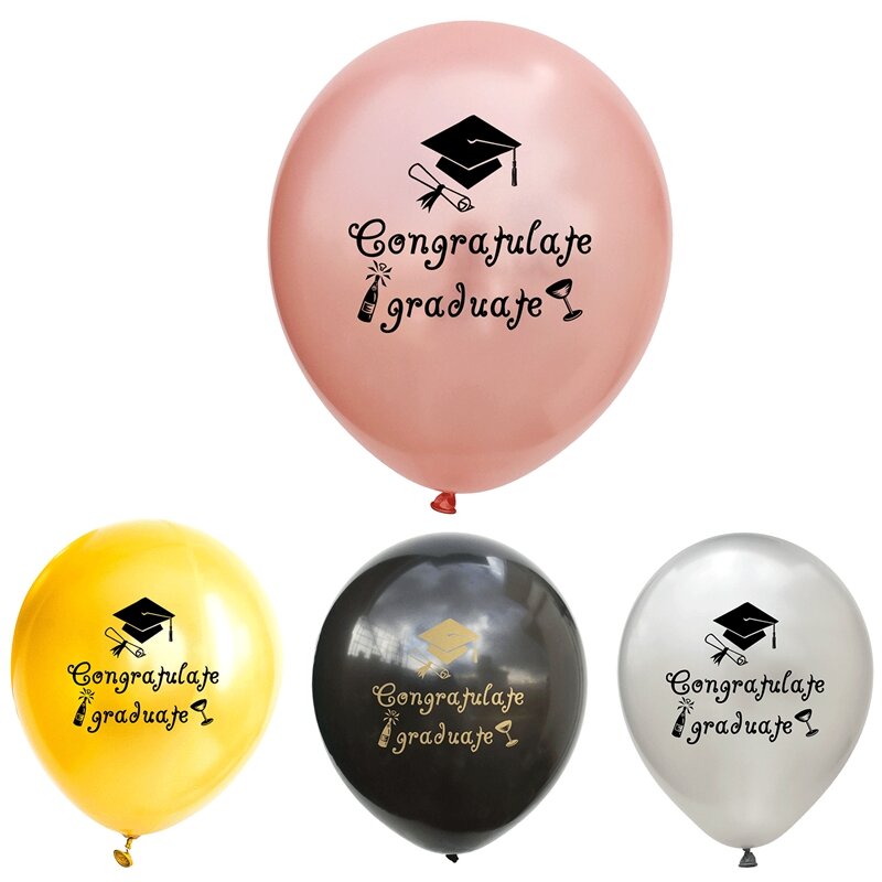 2021 Balon Kelulusan Topi Dokter Hitam Topi Balon Konfeti Lateks untuk Perlengkapan Dekorasi Pesta Sekolah Pascasarjana Huruf Globos