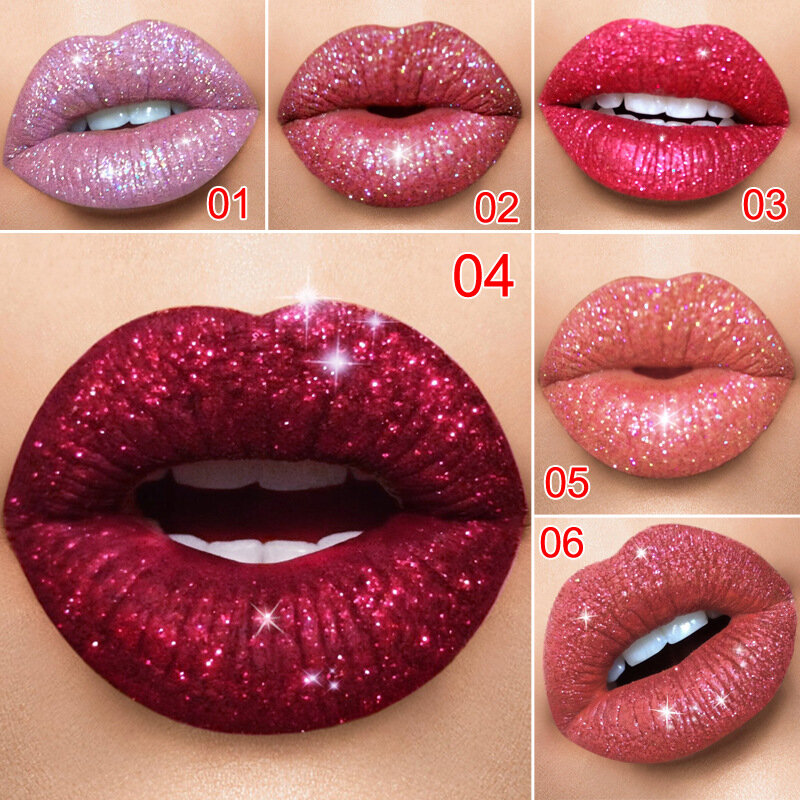 Rouge à lèvres liquide waterproof longue durée 256, 6 documents, 256, brillant, métallique, maquillage