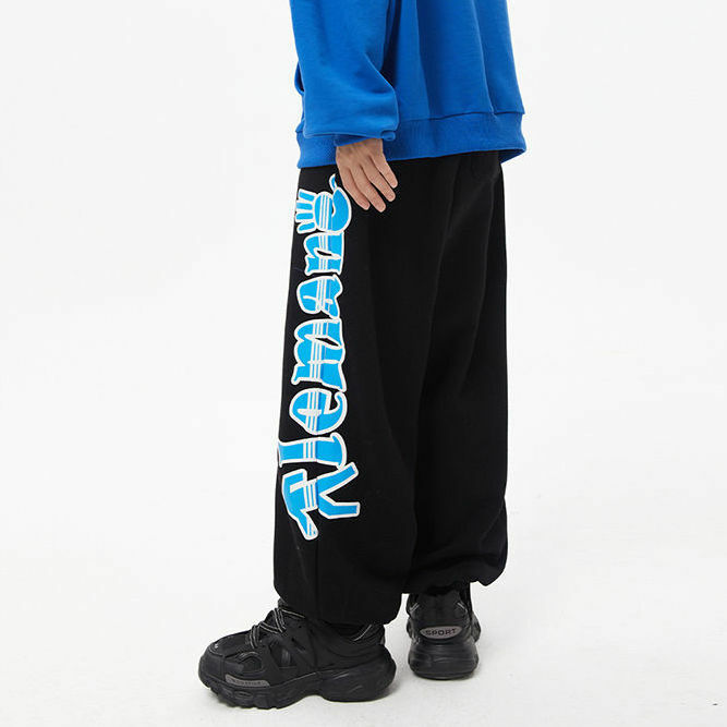 Мужские зимние Бархатные толстые спортивные брюки, Корейская версия модных повседневных брюк с надписью