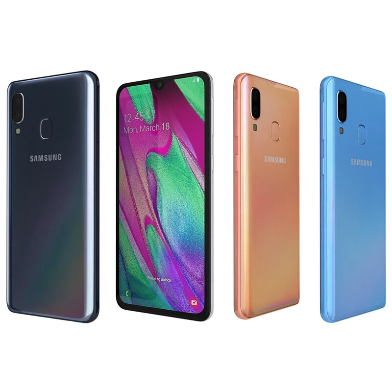 Unlocked Samsung Galaxy A40 A405F/DS 2SIM Mobile Phone 5.9" 4GB RAM 64GB ROM Octa Core 2Cameras 16MP 4G LTE Android Smartphone