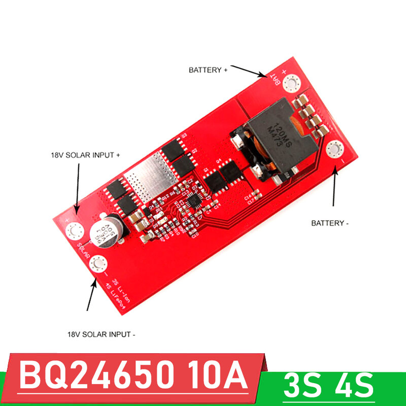 Bq24650 10a carregamento mppt painel solar controlador 3s 4S 12v li-ion lifepo4 placa de carregador de bateria de lítio 18v entrada solar