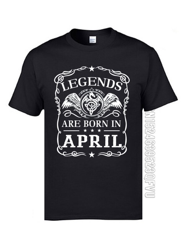Camisetas clásicas populares de Legends Are Born In APRIL para padre, camisetas personalizadas de algodón puro con cuello redondo, Camiseta estampada de alta calidad