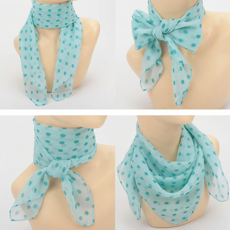 Женский модный простой шифоновый шарф в горошек, дамские шали с принтом, летние шарфы, Тонкая Повязка на голову, 8 цветов