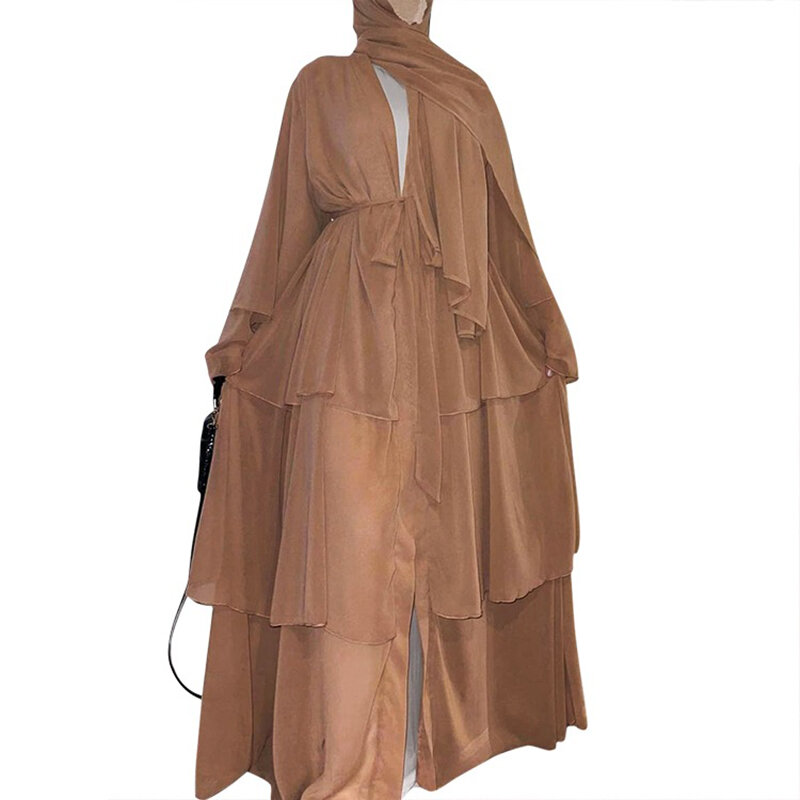 Szyfonowa otwierana Abaya dubaj turcja Kaftan muzułmański sweter Abayas sukienki dla kobiet suknia na co dzień Kimono Femme Kaftan Islam odzież