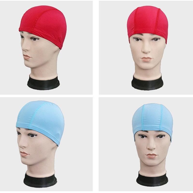 2022 elastyczna wodoodporna tkanina PU Protect uszy długie włosy sport basen kąpielowy kapelusz czepek bezpłatny rozmiar dla mężczyzn i kobiet Solid Color