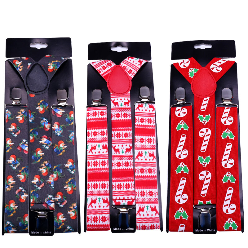 Christmas Women MenS Shirt Suspenders For Trousers Pants Holder Braces Wedding Suspender Belt Strap Gallus Elastic Gift 3.5 CM