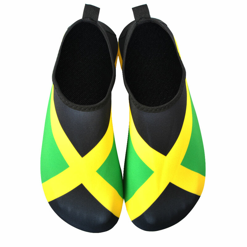 أحذية ماء للنساء والرجال سريعة الجافة السباحة الشاطئ أحذية للخارجية تصفح اليوغا ممارسة جامايكا العلم البحر الكاريبي الريغي الراستا
