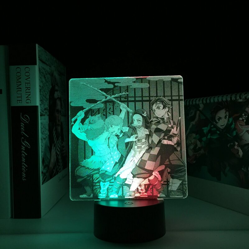 Светодиодная лампа для детской комнаты, Двухцветный 3D светильник с изображением рассекающего демонов, в стиле аниме, подарок на день рожден...