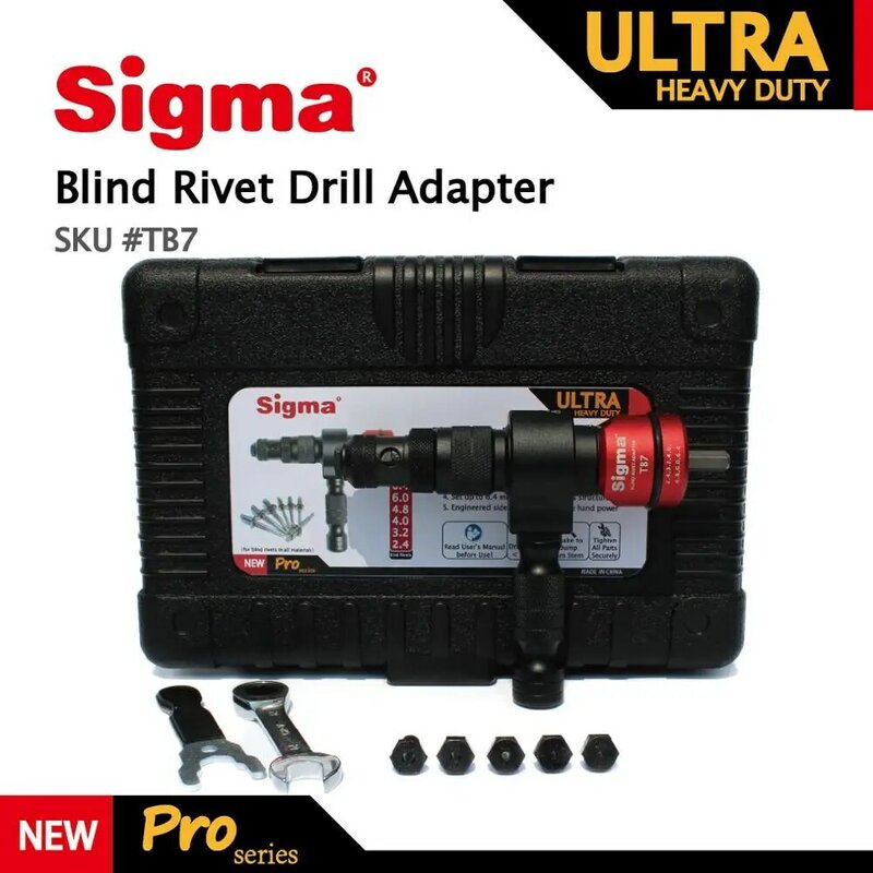 Sigma # tb7 ultra resistente cego pop rebite broca adaptador sem fio ou elétrica adaptador de broca de energia alternativa pistola de rebite de ar